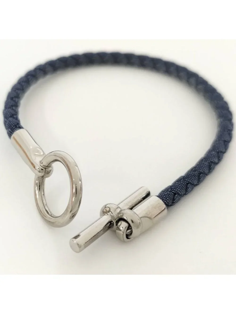 Hermes Glenan Bracelet Cotton Navy Silver
